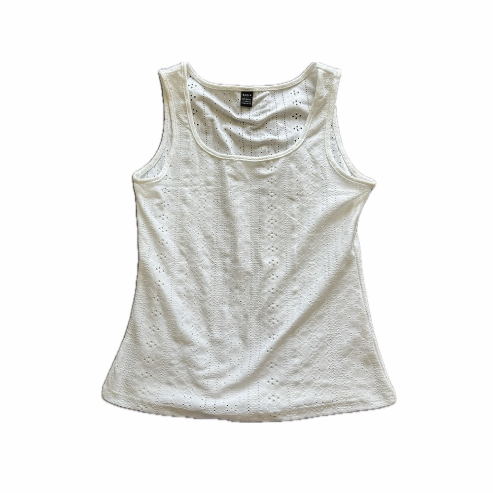 white eyelet tank